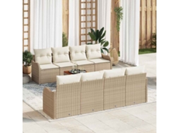 Vidaxl Conjunto De Sofá De Jardim 9 Unid. Bege E Creme Vime Pe