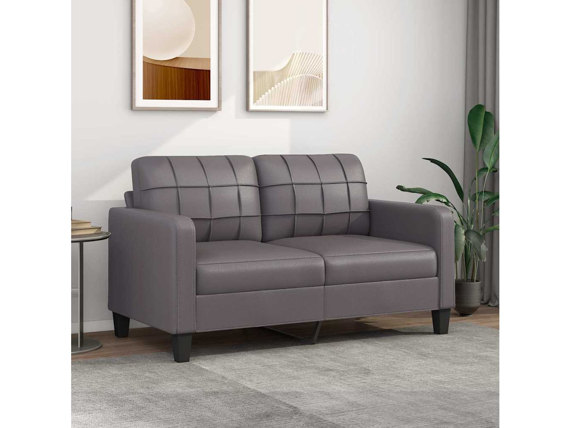 Vidaxl Sofá de 2 Lugares 140 Cm Couro Artificial Cinza