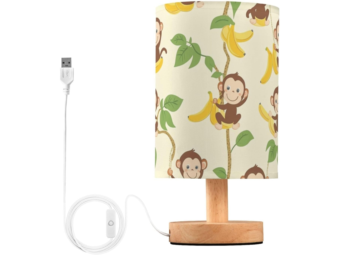 Abajur De Cabeceira Kcldeci Com Desenho Macaco, Ideal Para Quarto, Fazenda Style, Mesa De Cabeceira, Living Room