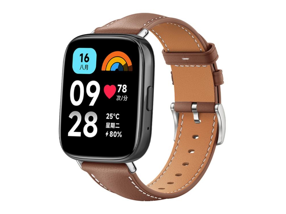 Bracelete para Redmi Watch 3 em couro preto com textura de tubarão café XIAOMOYU (20mm)
