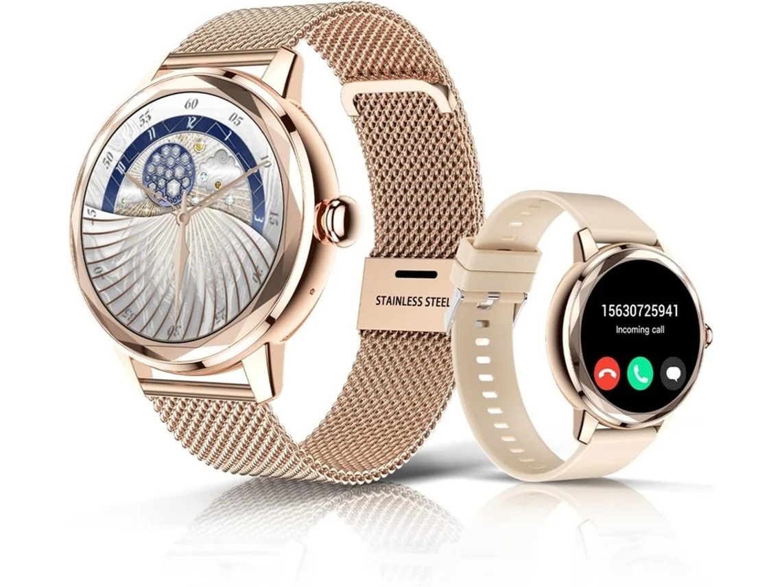 Relógio inteligente feminino, tela TFT de 1,19 polegadas, à prova d'água IP67, rastreador de condicionamento físico para Android e iOS Bestvite (ouro)