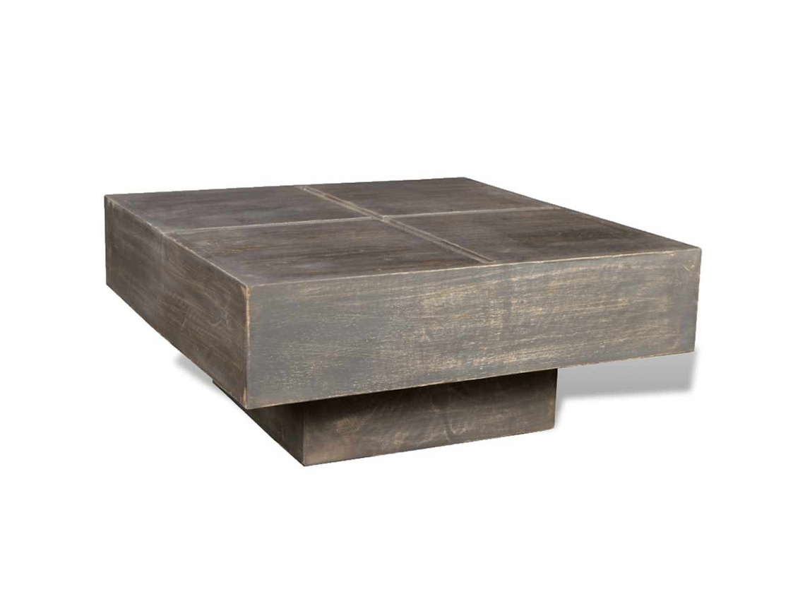 Vidaxl Mesa De Centro Quadrada Em Madeira De Mangueira Castanho Escuro