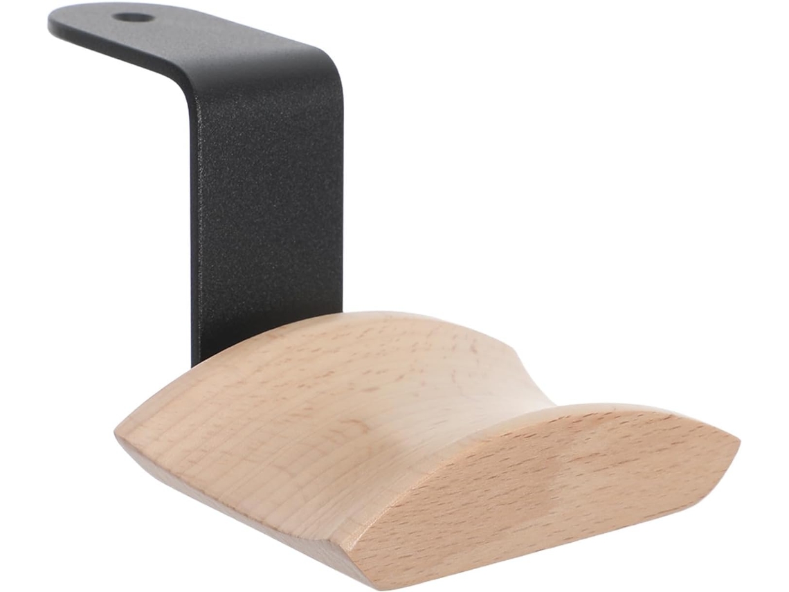 Suporte Para Fones De Ouvido Gadpiparty Easy Access, Gancho De Parede Minimalista Em Madeira Marrom E Alumínio Para