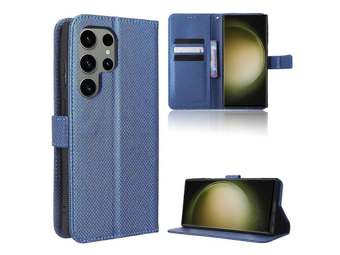 Capa De Couro Com Textura De Diamante Para Samsung Galaxy S23 Ultra 5g