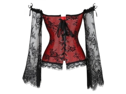2026-corset Para Mujer Princesa Con Mangas De Encaje Elegante Corset Overbust Yze Xl Rojo