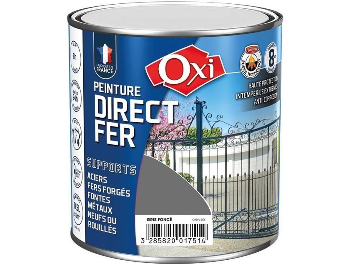 Tinta Direta Sobre Ferro Oxi 0,5 L Cinza Escuro Camada Única Brilhante Exterior