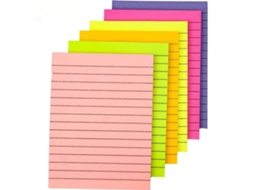 Pacote com 6 Blocos de Notas Adesivas Post, It Coloridas com Linhas, Removíveis, Ideais para Escritório, Casa e Escola BRILVIBERA