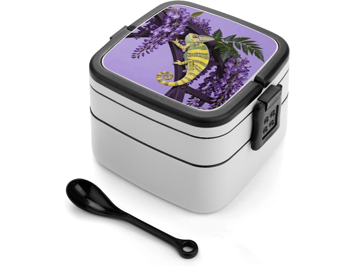 Marmita Bento Empilhável Adult Chameleon Design Na Cor Wisteria, À Prova De Vazamentos, Com Tampa Hermética E Colher