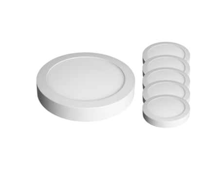 Pack de 5 Painel/Downlight Led Redondo Saliente 24W 6000K 2000Lm LED7