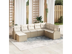 Vidaxl Conjunto De Sofás 8 Unid. Bege E Branco Vime Pe