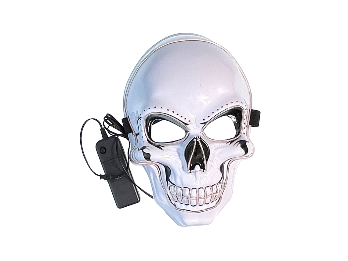 Máscara Facial Led Caveira com 3 Modos de Iluminação para Halloween e Cosplay Branco S/MARCA