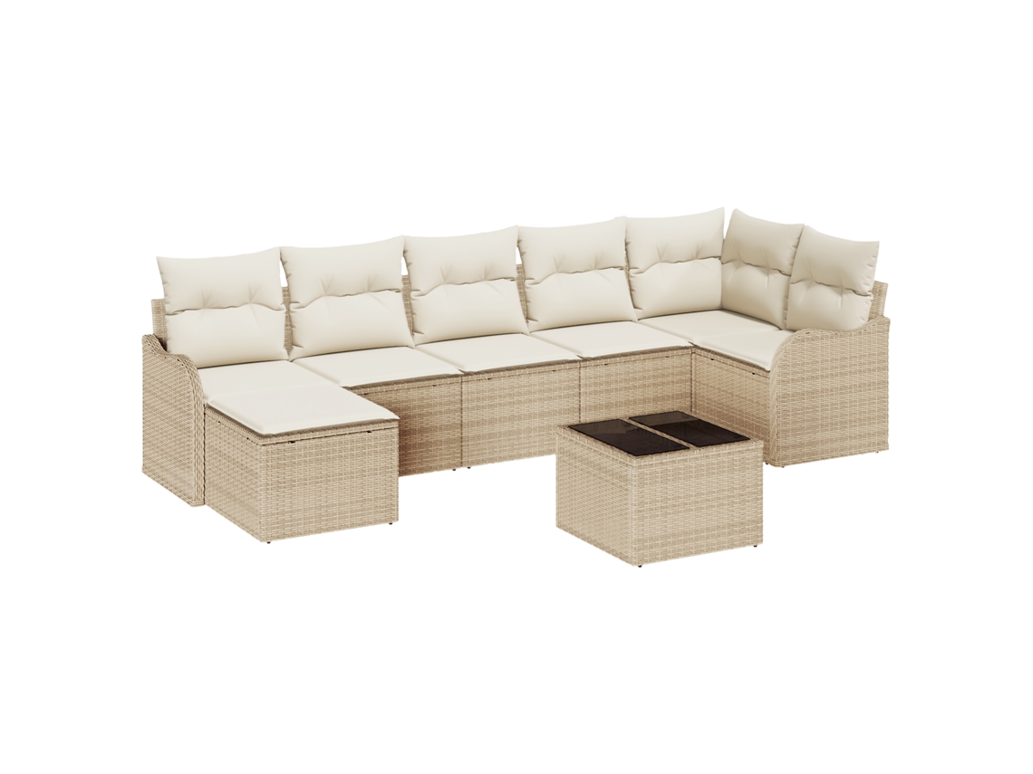 Conjunto 8 Sofá Modular Vidaxl Bege Vime Pe (55 X 55 X 37 Cm)