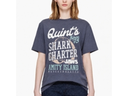 Rockinstone Jaws Movie Quints Heather Vintage Blue Adult T-shirt Size:s