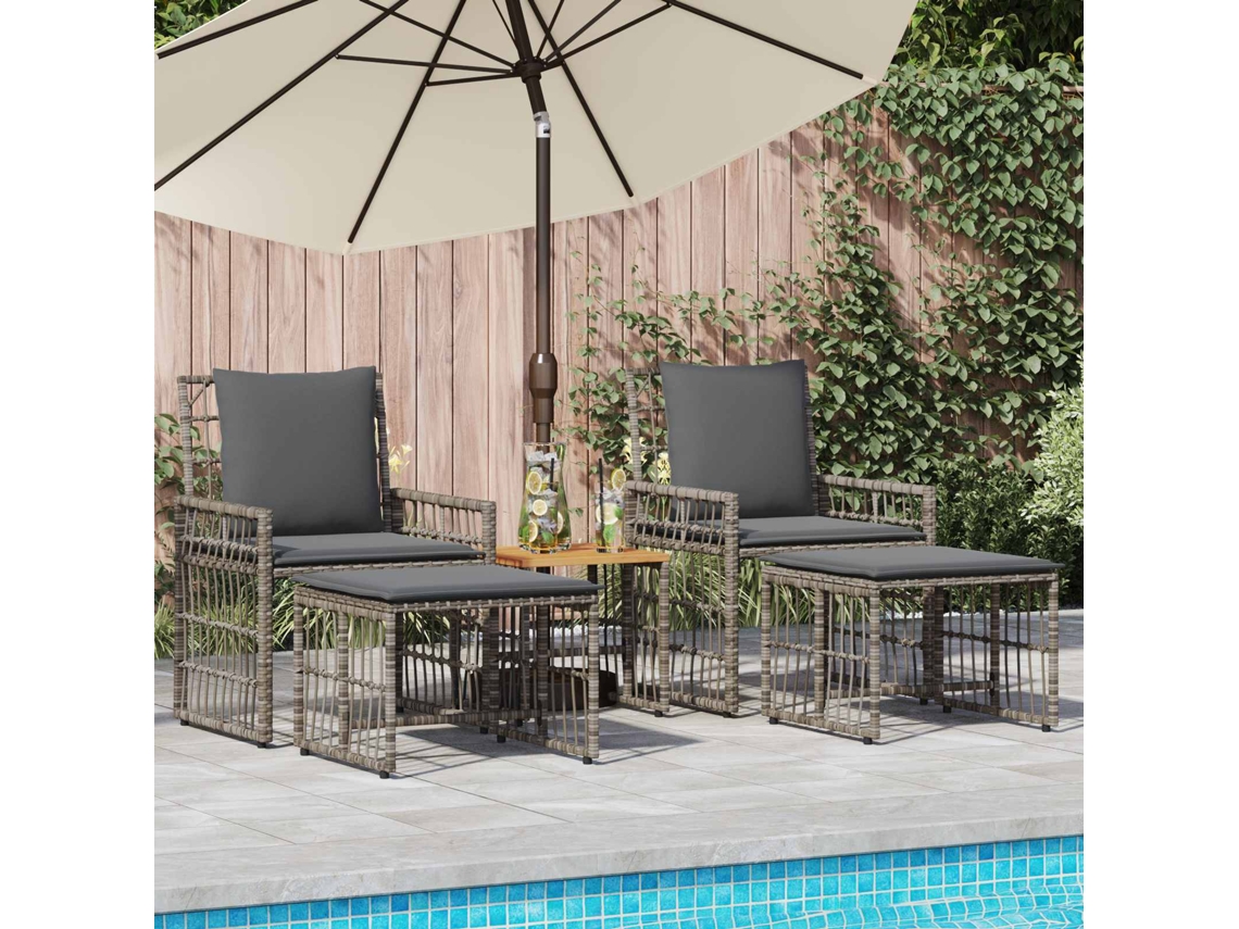 Vidaxl Conjunto de Móveis para Exterior 5 Pcs Preto e Cinza Escuro
