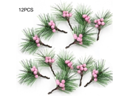 Enfeite de Natal em Ramos de Pinho Artificial pack com 12 peças para decoração DIY LAXISCREED