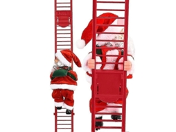 Boneco De Papai Noel Escalando Com Escada Elétrica Para Decoração De Natal, 20cm, Vermelho