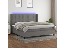 Vidaxl Cama Box Spring C/ Colchão E Led 200x200 Cm Tecido Cinza-escuro
