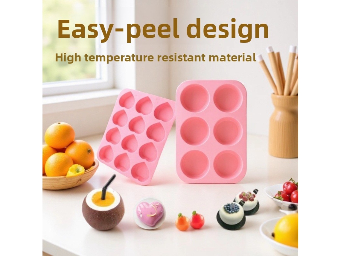 Forma De Silicone Em Formato De Coração Com 12 Cavidades Para Bolos, Chocolates, Doces, Biscoitos, Sabonetes, Rosa
