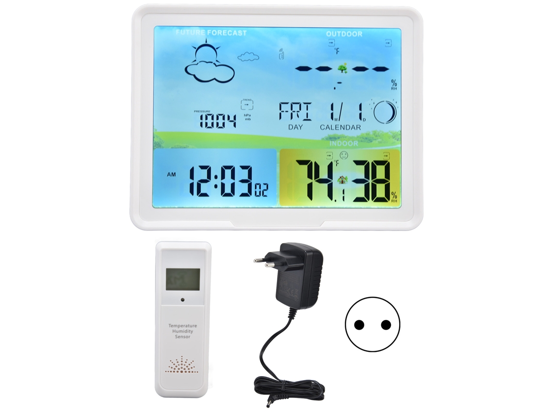 Termómetro Digital Sem Fios para Interior e Exterior com Previsão do Tempo e Receptor Rcc 100‑240v Eu LAXISCREED