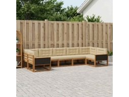 Vidaxl Conjunto De Sofás Para Exterior 7 Unid. Natural E Bege