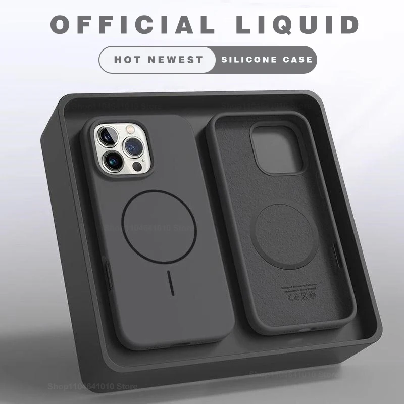 Capa Magnética Para Celular (iphone 12 Pro Max Preto), Feita De Silicone Resistente A Impactos, Compatível Com Carregamento Sem Fio.