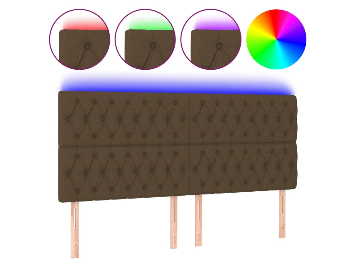 Cabeceira de Cama com Luzes Led Tecido Castanho MAISON EXCLUSIVE (180x7x118 cm)