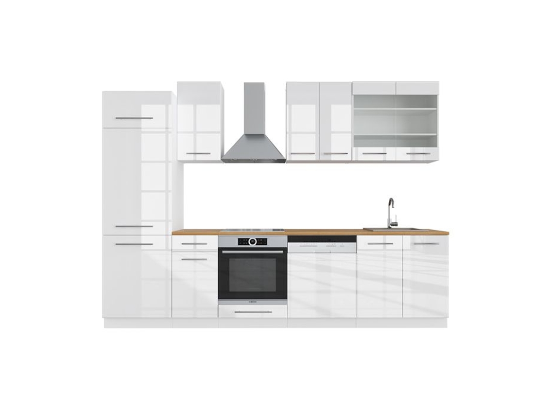 Cozinha Fame-Line, 300 cm sem bancada, Branco, Vicco