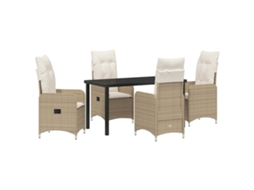 Conjunto de Jantar para Jardim 5 Pcs Bege Vime Pe MAISON EXCLUSIVE