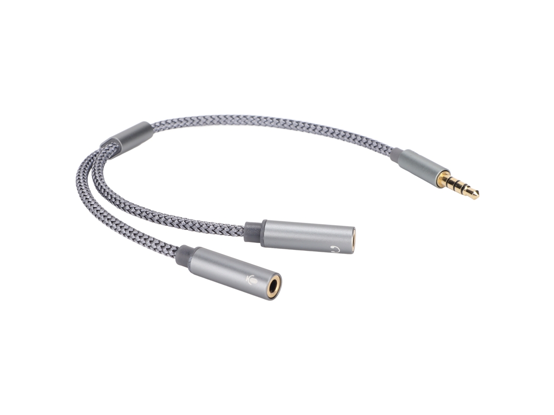 Cabo de Extensão para Fones de Ouvido 3.5mm 4 Pole Y Splitter 2 em 1 para Notebook Celular Computador