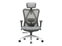 Cadeira ergonômica M57 com braços 3D, suporte lombar, tela, 150 kg, altura e inclinação ajustáveis. Certificação SGS/BIFMA. Cinza escuro. Sihoo