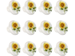 Puxadores Redondos Para Armários De Cozinha, Puxadores Para Armários E Gavetas, 12 Peças, Arte Floral Outonal, Puxadores