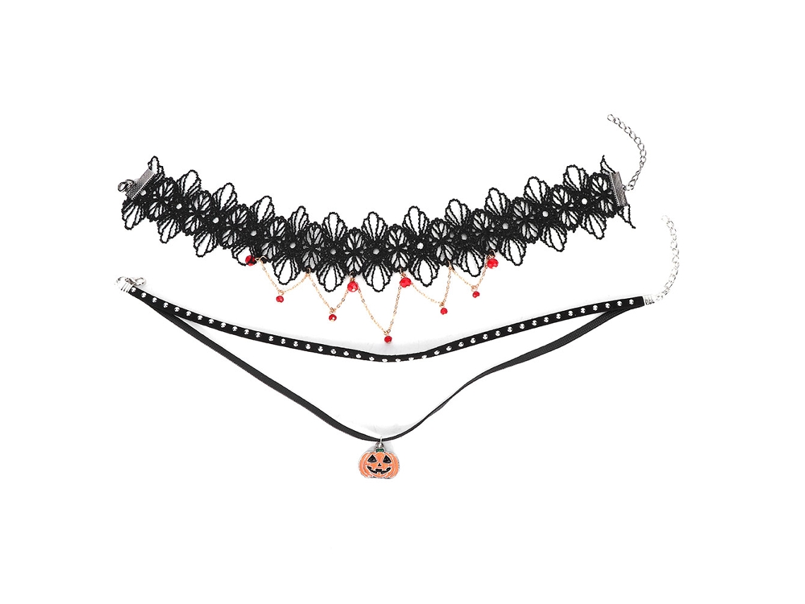 Colar Com Pingente De Abóbora Estilo Halloween 2pcs
