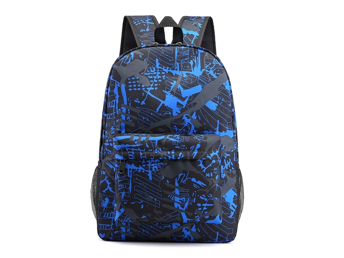 Zsanfs Mochila De Estudante Com Padrão Geométrico 3d De 17 Polegadas Para Rapazes E Raparigas Azul Escuro