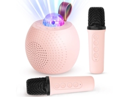 Mini Máquina De Karaokê Para Crianças E Adultos, Alto Falante Bluetooth Com 2 Microfones Sem Fio, Alto Falante Portátil Com Luzes De Discote Yizhood
