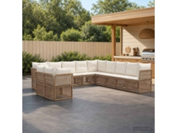 Vidaxl Conjunto De Sofá De Jardim 11 Unid. Bege Vime Pe