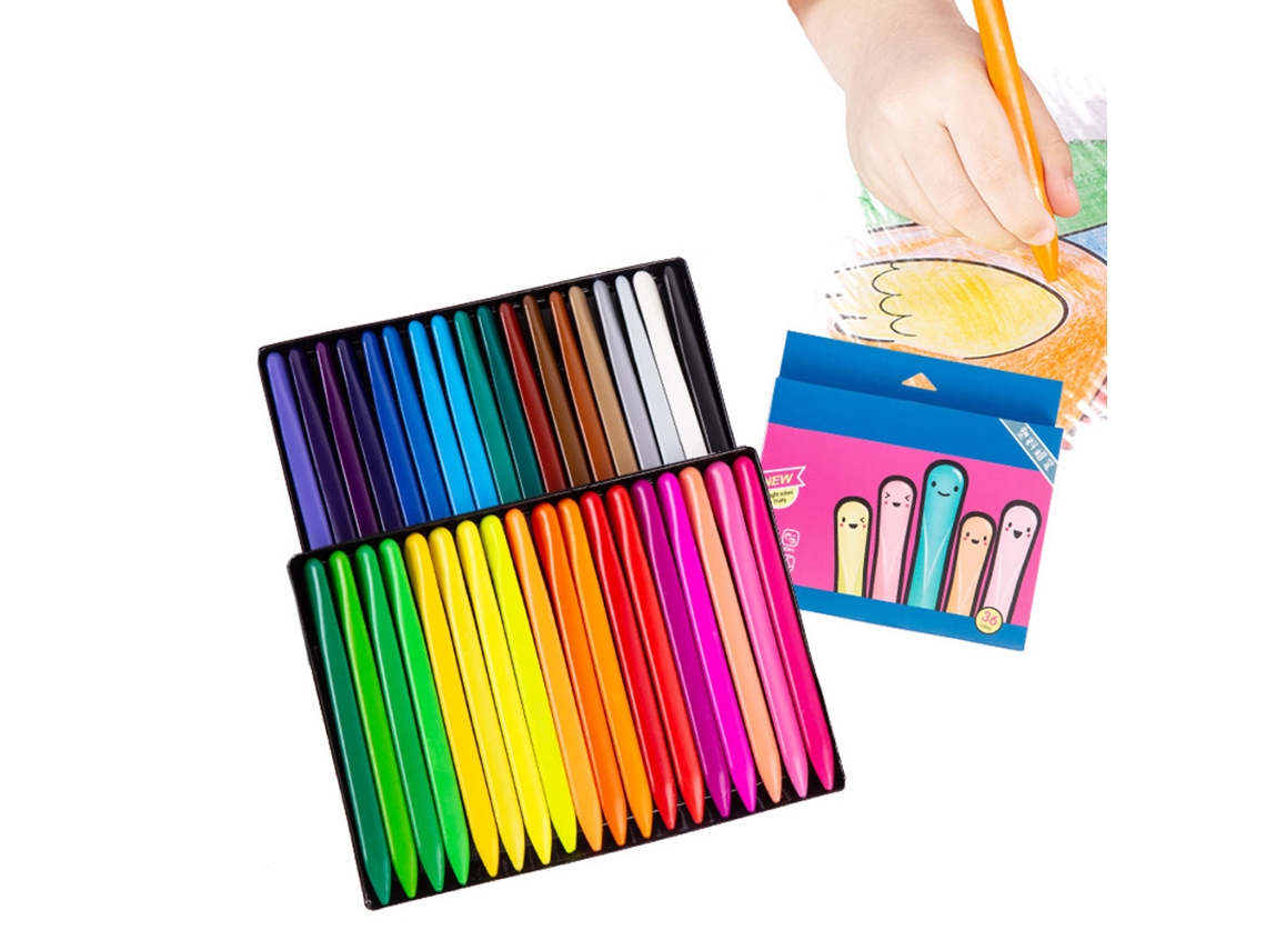 Mali 36 Crayons Triangulares Laváveis Não Tóxicos para Pintura Infantil de Cera