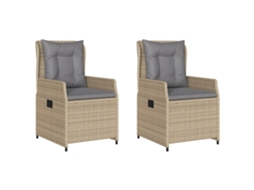 Cadeiras Jardim Reclináveis 2 Pcs Vime Pe Bege MAISON EXCLUSIVE