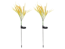 2pcs luzes de espiga de trigo solar IP44 impermeável LED jardim com plugues solo pátio gramado caminho | S/MARCA