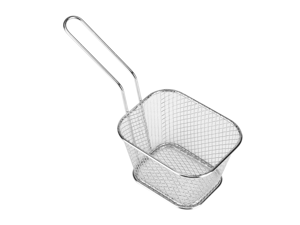 Cesto de fritura mini de metal prata para servir batatas fritas e petiscos ferramenta de cozinha S/MARCA