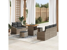Vidaxl Conjunto De Sofá De Jardim 8 Unid. Cinzeto Vime Pe