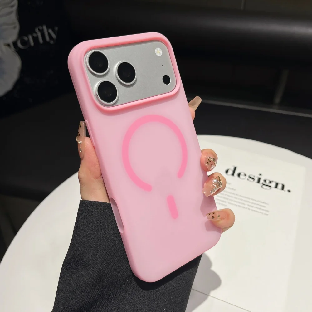 (rosa, Iphone 16) Capa Para Celular, Compatível Com Carregamento Sem Fio Magsafe, Capa Fosca Macia.