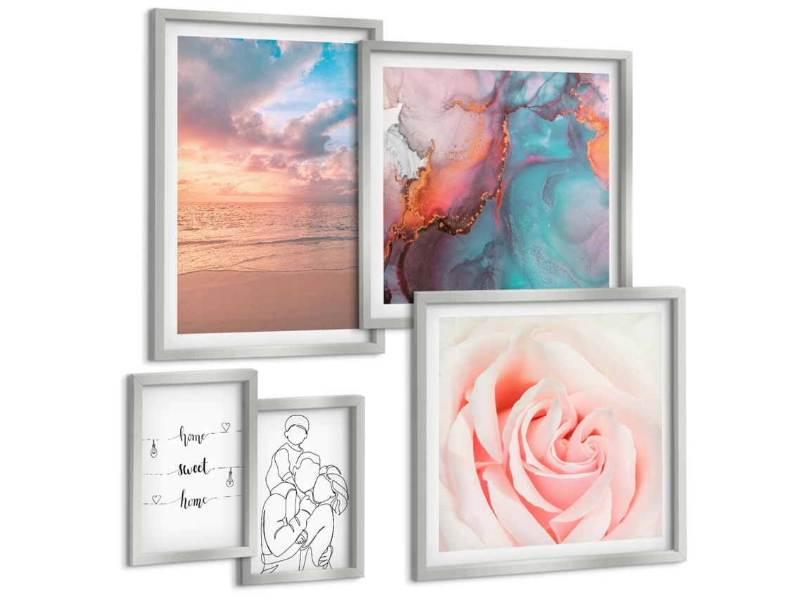 Conjunto De Pinturas Paisagens Marítimas Românticas Espelharte (5 Peças)