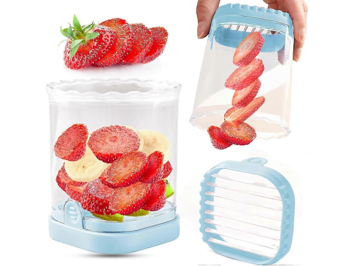 Fatiador De Frutas, Morangos, Bananas, Uvas, Ovos E Frutas Destacáveis ​​com Prato De Empurrar. Everley891