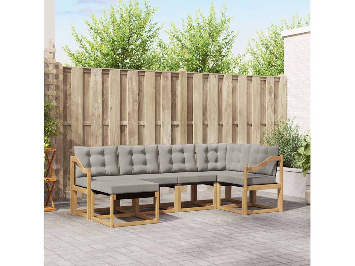 Vidaxl Conjunto De Sofás Para Exterior 6 Pcs Branco E Cinzento-claro