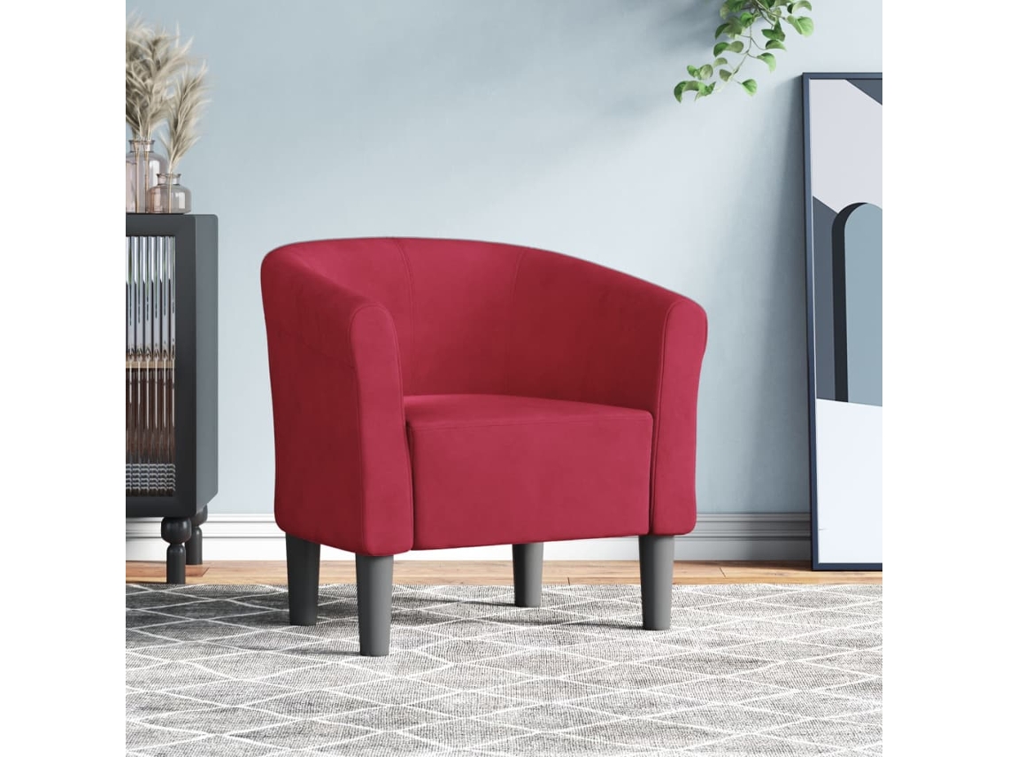 Poltrona veludo vermelho tinto