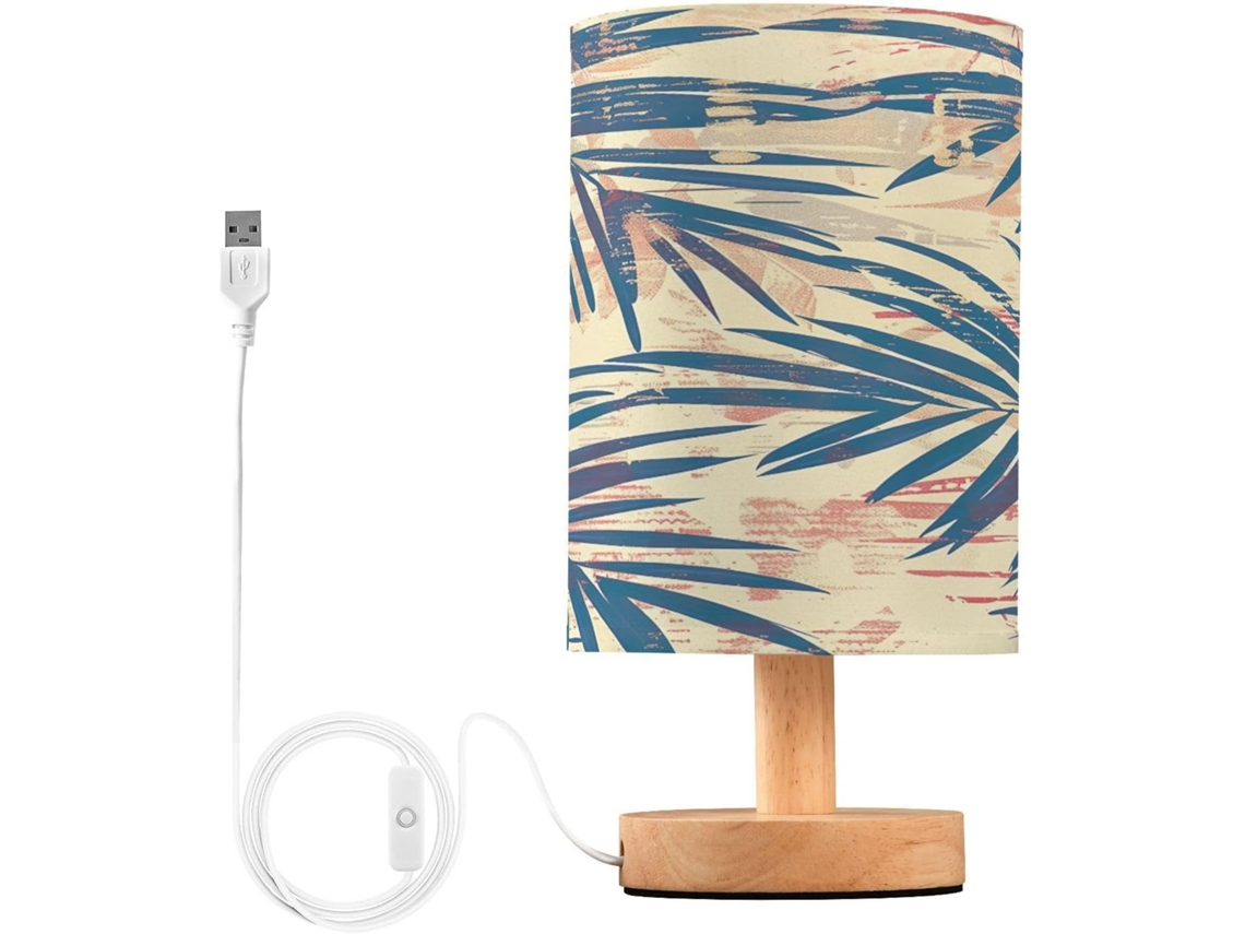 Abajur De Cabeceira Vintage In Palmeira Format Para Quarto, Con Portas De Carregamento Usb C, Luminária De Mesa