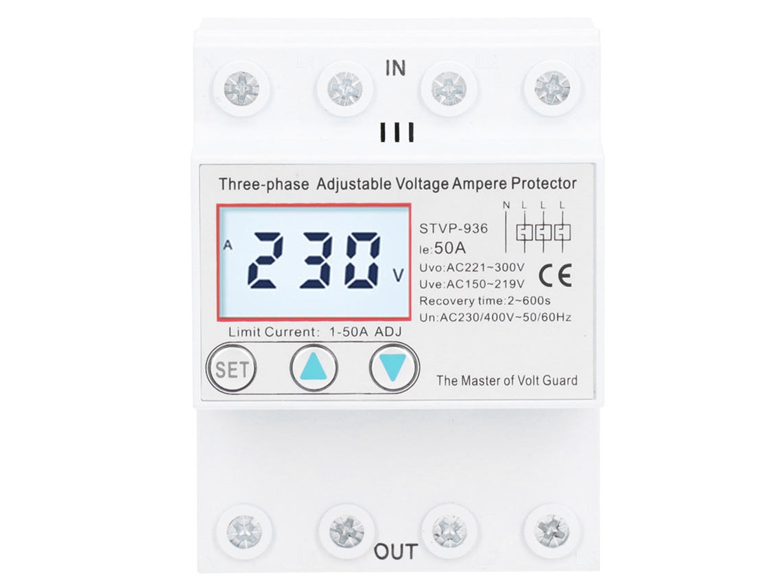 Protector de Voltaje Trifásico LCD 50a 230v 400v S/MARCA