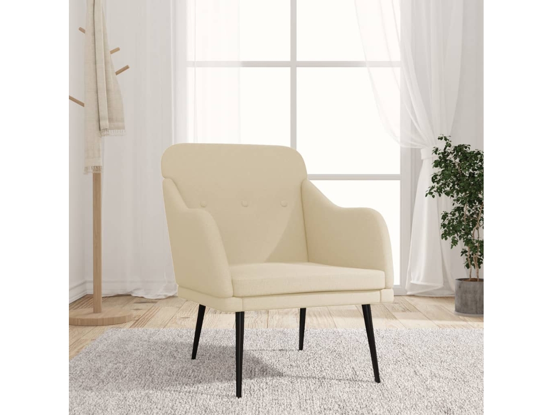 Vidaxl Cadeira Com Apoio De Braços 63x76x80 Cm Tecido Cor Creme