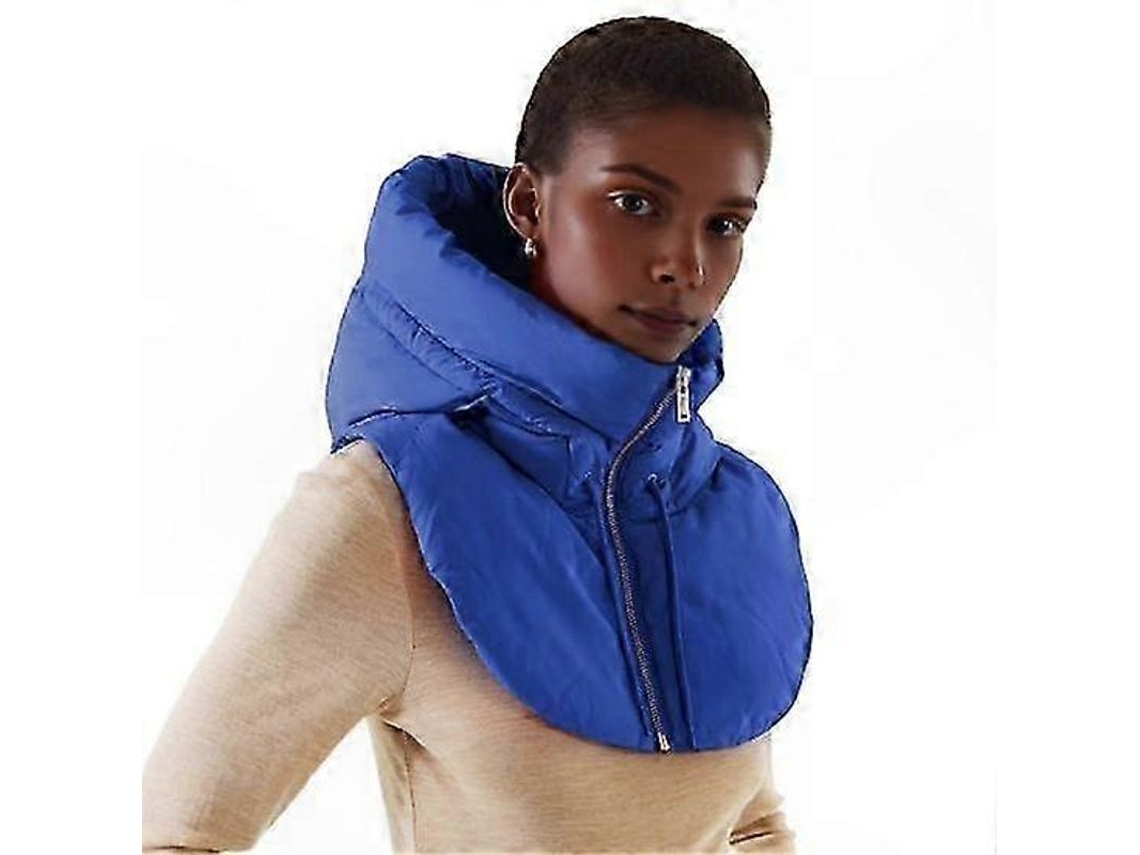 Colete Com Capuz Feminino Versátil De Inverno: Acolchoado, Impermeável E Estilo Casual Chic Azul