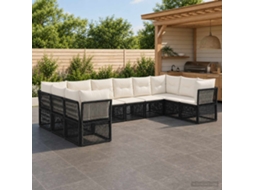 Vidaxl Conjunto De Sofá De Jardim 10 Unid. Preto Vime Pe